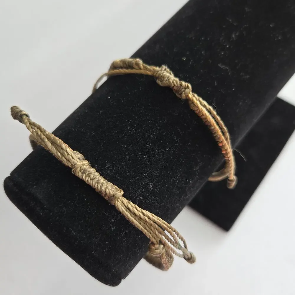 US Army Braided Woven Corded Embellished Adjustable Bracelets - Set of 2